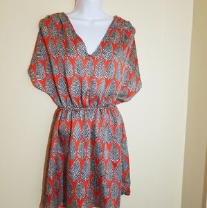 Blue Rain Novelty Leaf Print With Cut Out M